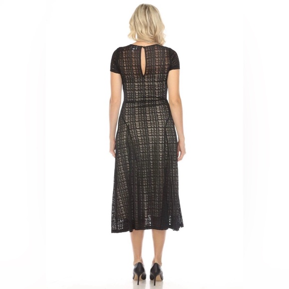 Johnny Was Jade black plaid shortsleeve midi A-line Dress Wedding Party Guest - Picture 5 of 16
